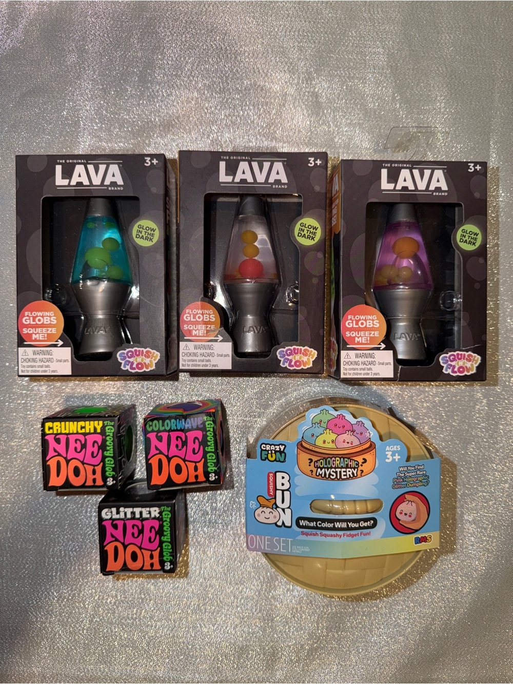 3 Lava Mini Lamps Squishies. 1 Crazy Fun Mystery Dumpling & 1 NeeDoh